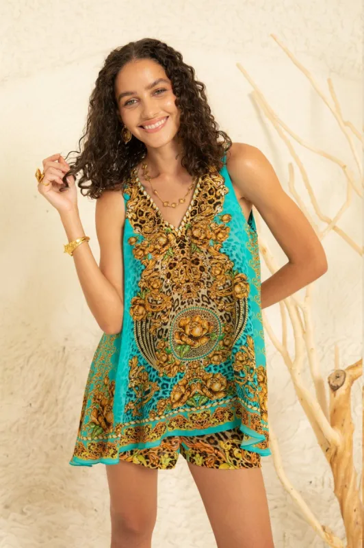 AQUA LEOPARDESS TANK TOP sold by Czarina