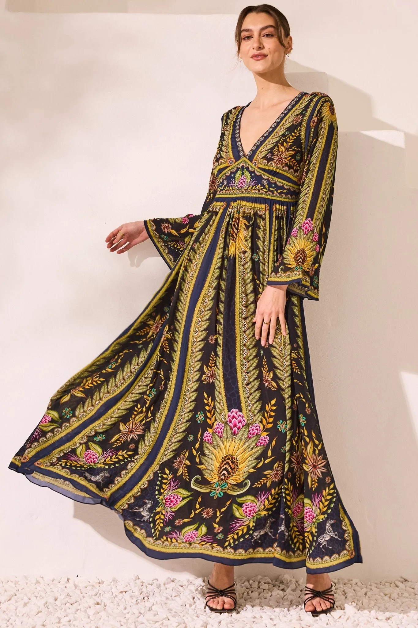 Queen Of Savannah Maxi Dress W Flared Sleeves sold by Czarina product image thumbnail 3