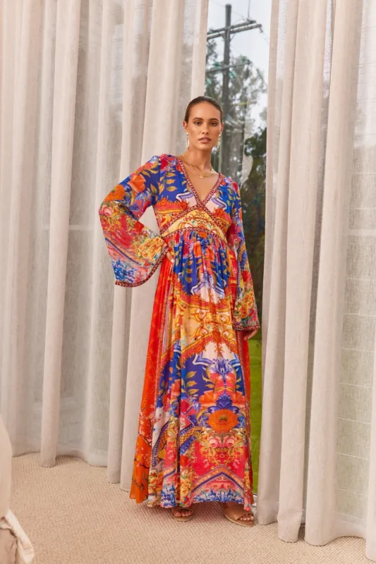 CARNIVAL SPIRIT MAXI DRESS W FITTED WAIST made by Czarina