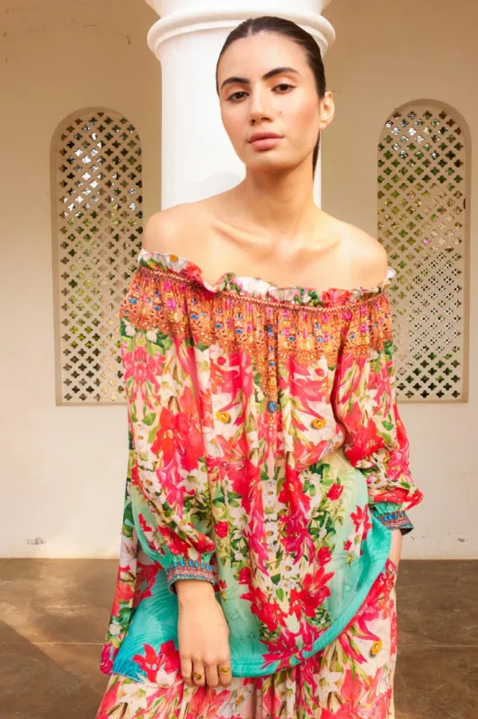 BLUE BLOSSOM OFF SHOULDER TOP sold by Czarina