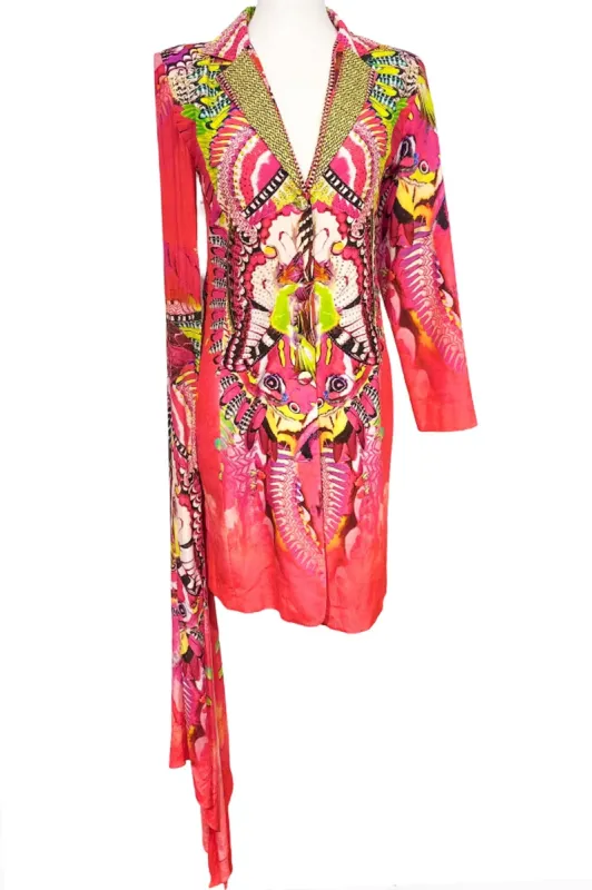 PINK FEATHERS ASSYMETRICAL BLAZER DRESS made by Czarina