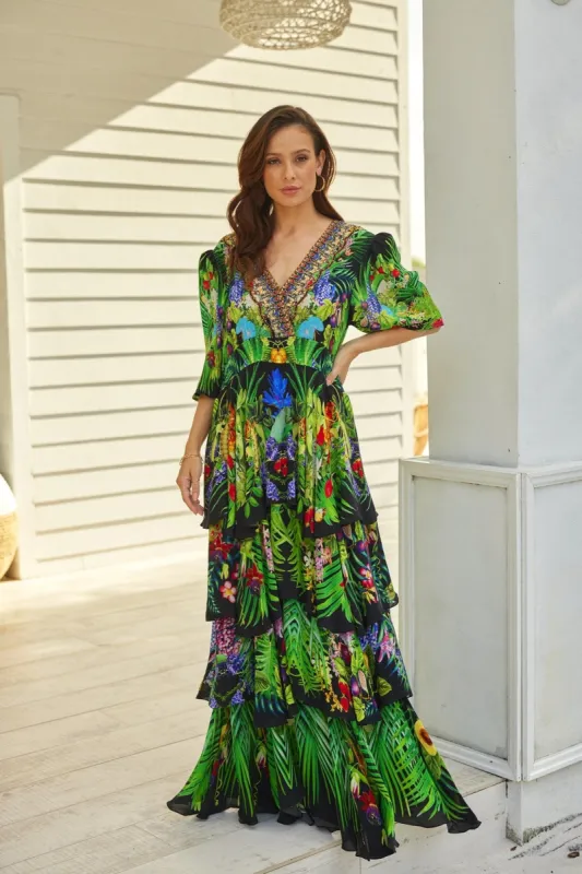 TROPICAL LOVE CROSS OVER MAXI DRESS sold by Czarina