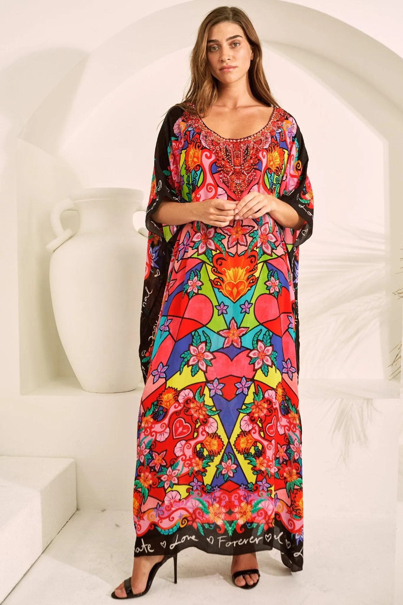 DREAMY CUPID ROUND NECK LONG KAFTAN sold by Czarina