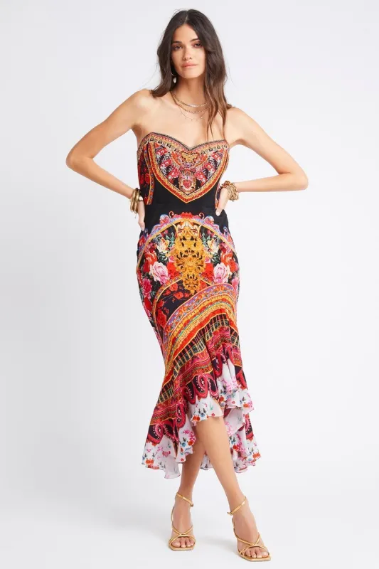 SHE WAS POWERFUL STRAPLESS MIDI DRESSS sold by Czarina