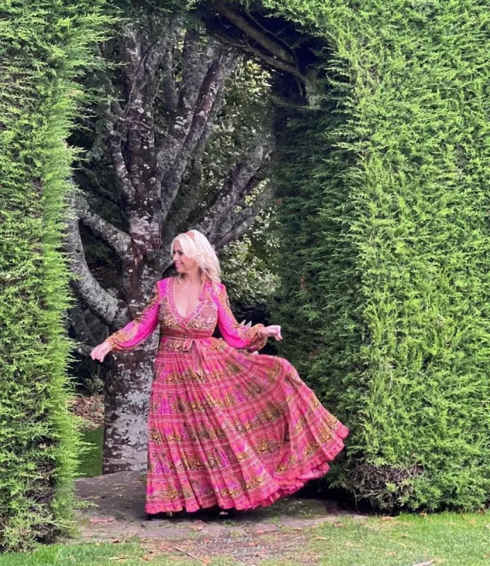 PINK LEOPARD V NK SHIRRED MAXI DRESS - MADE TO ORDER sold by Czarina