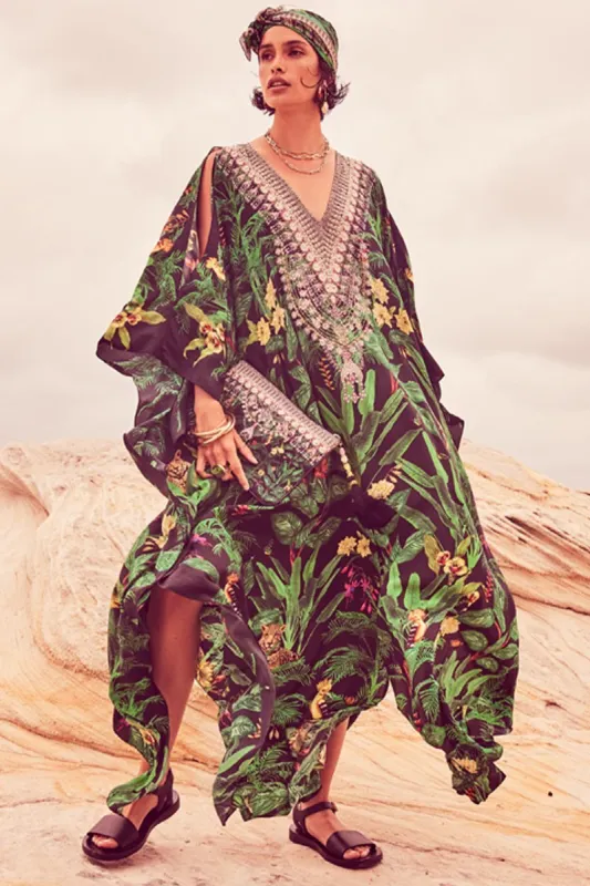 EMERALD QUEEN BIG WIDTH 100%  SILK KAFTAN sold by Czarina