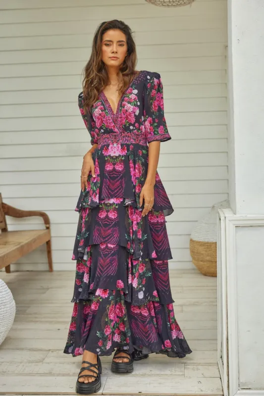 Romantic Flowers Cross Over Maxi Dress sold by Czarina