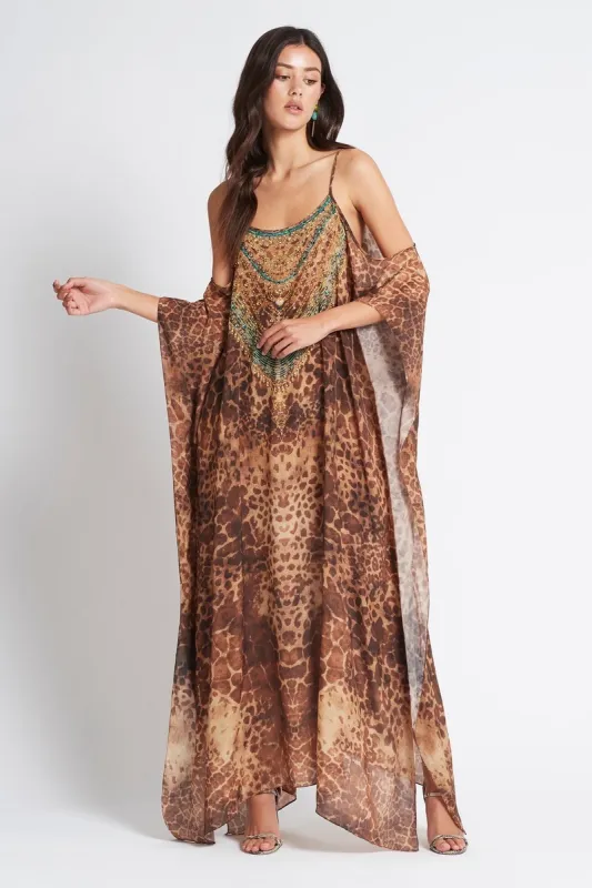 Gaia Cold-Shoulder Long Kaftan sold by Czarina
