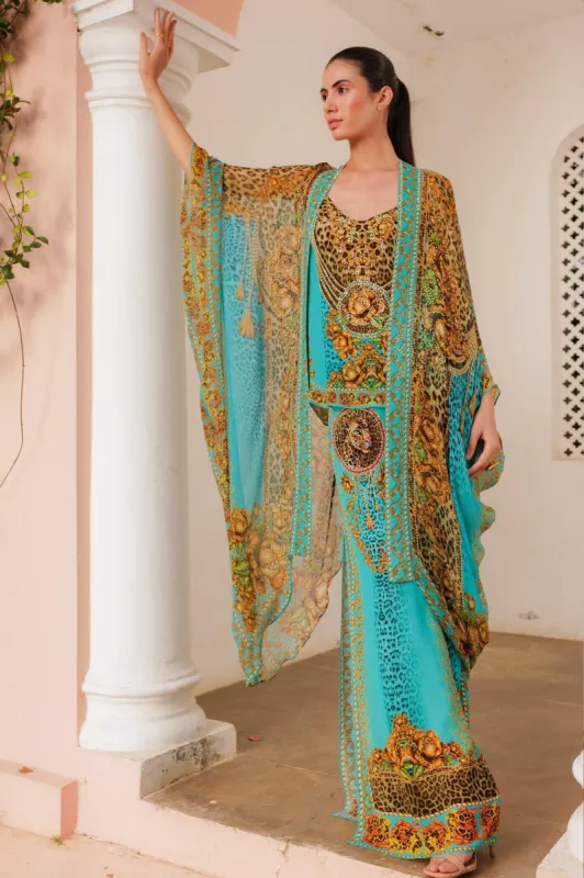 AQUA LEOPARDESS MEDIUM CAPE sold by Czarina