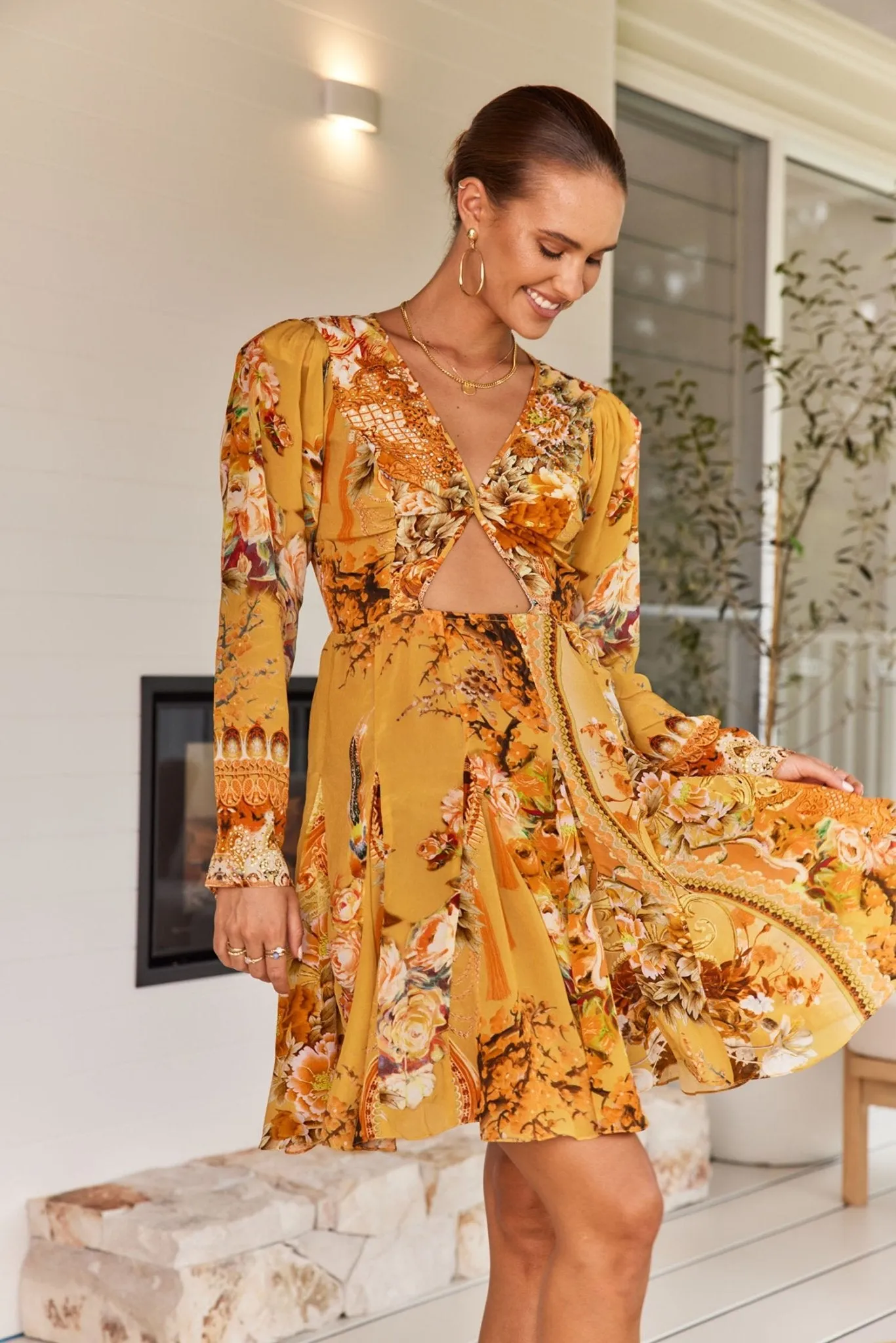 YOU ARE MY SUNSHINE CUTOUT MINI DRESS sold by Czarina