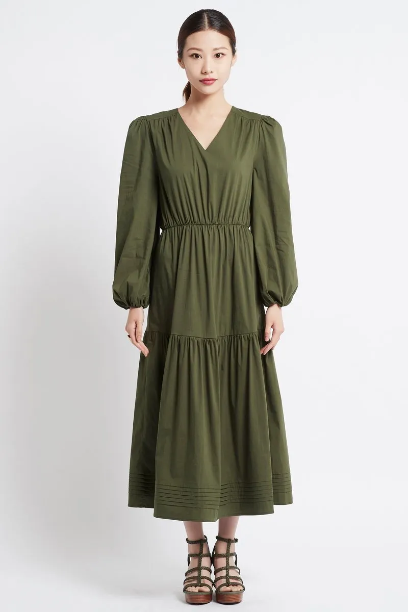 SIMPLY OLIVE V-NECK LONG DRESS W SLEEVES sold by Czarina product image thumbnail 3
