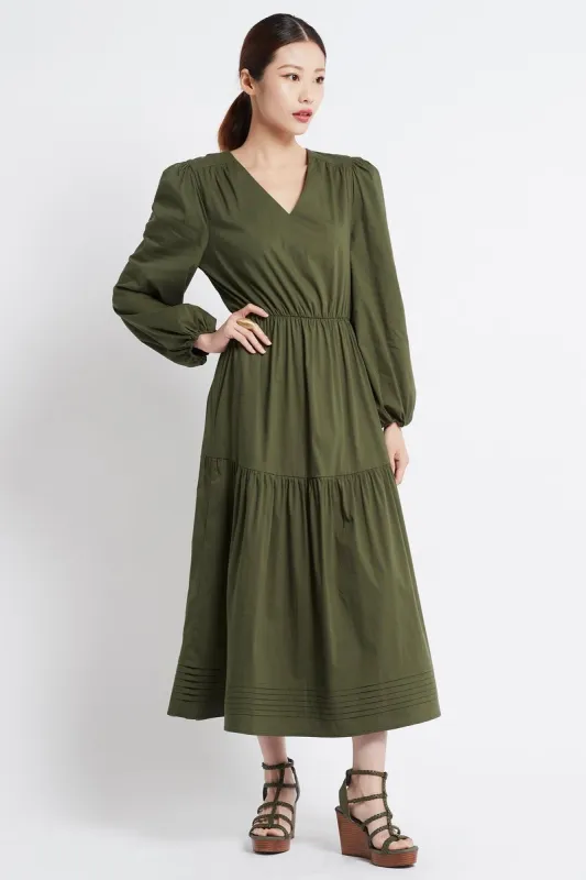 SIMPLY OLIVE V-NECK LONG DRESS W SLEEVES sold by Czarina