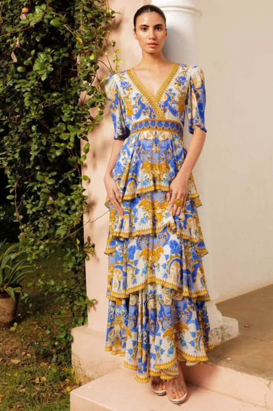 SANTORINI SUNRISE CROSS OVER MAXI DRESS sold by Czarina