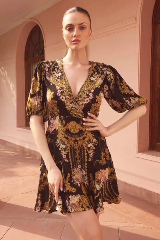 GOLDEN GIRL MINI DRESS W PUFF SLEEVES sold by Czarina