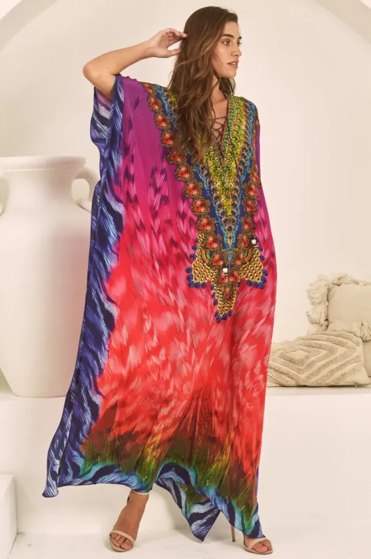 HAZEL SILK LONG KAFTAN sold by Czarina