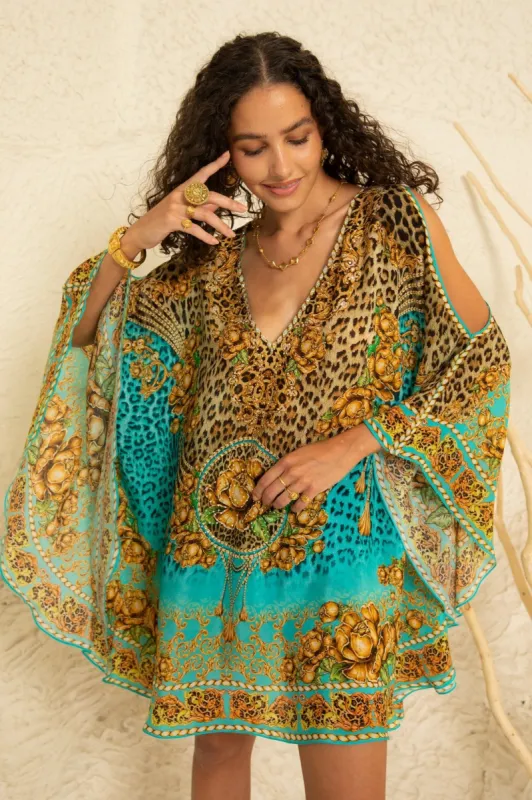 AQUA LEOPARDESS KAFTAN DRESS sold by Czarina