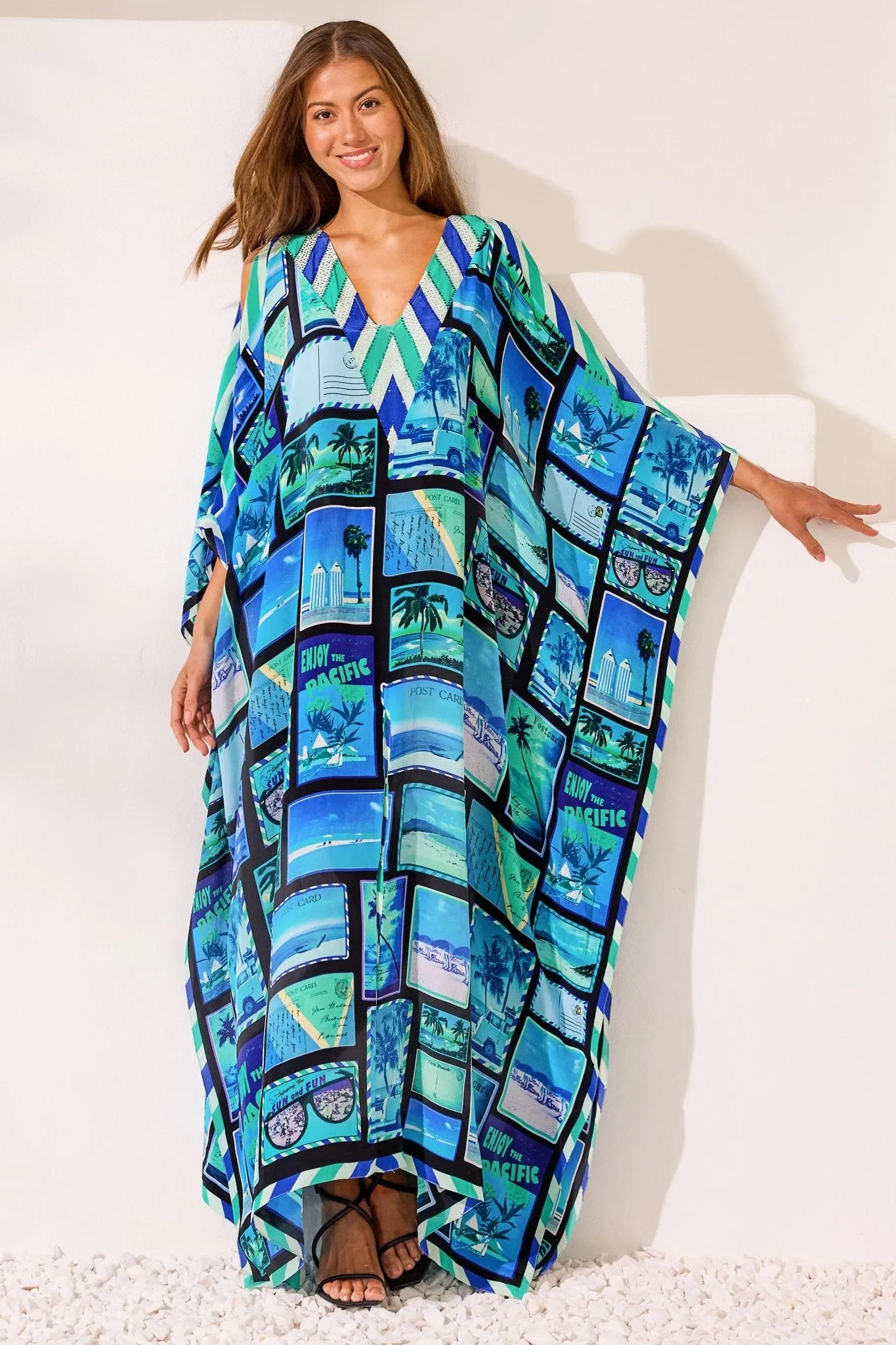 Postcards 100% Silk Big Width Kaftan sold by Czarina product image thumbnail 4