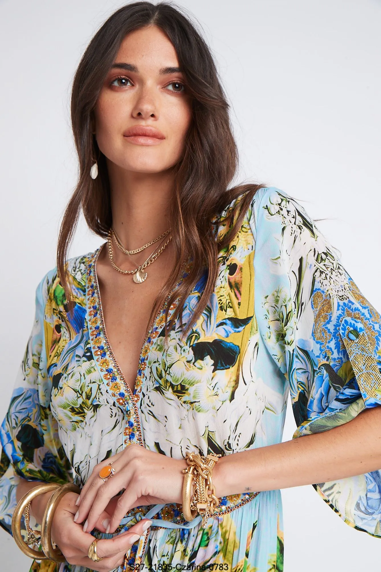 SUMMER BLUES WAIST DRAWSTRING MAXI DRESS sold by Czarina product image thumbnail 3