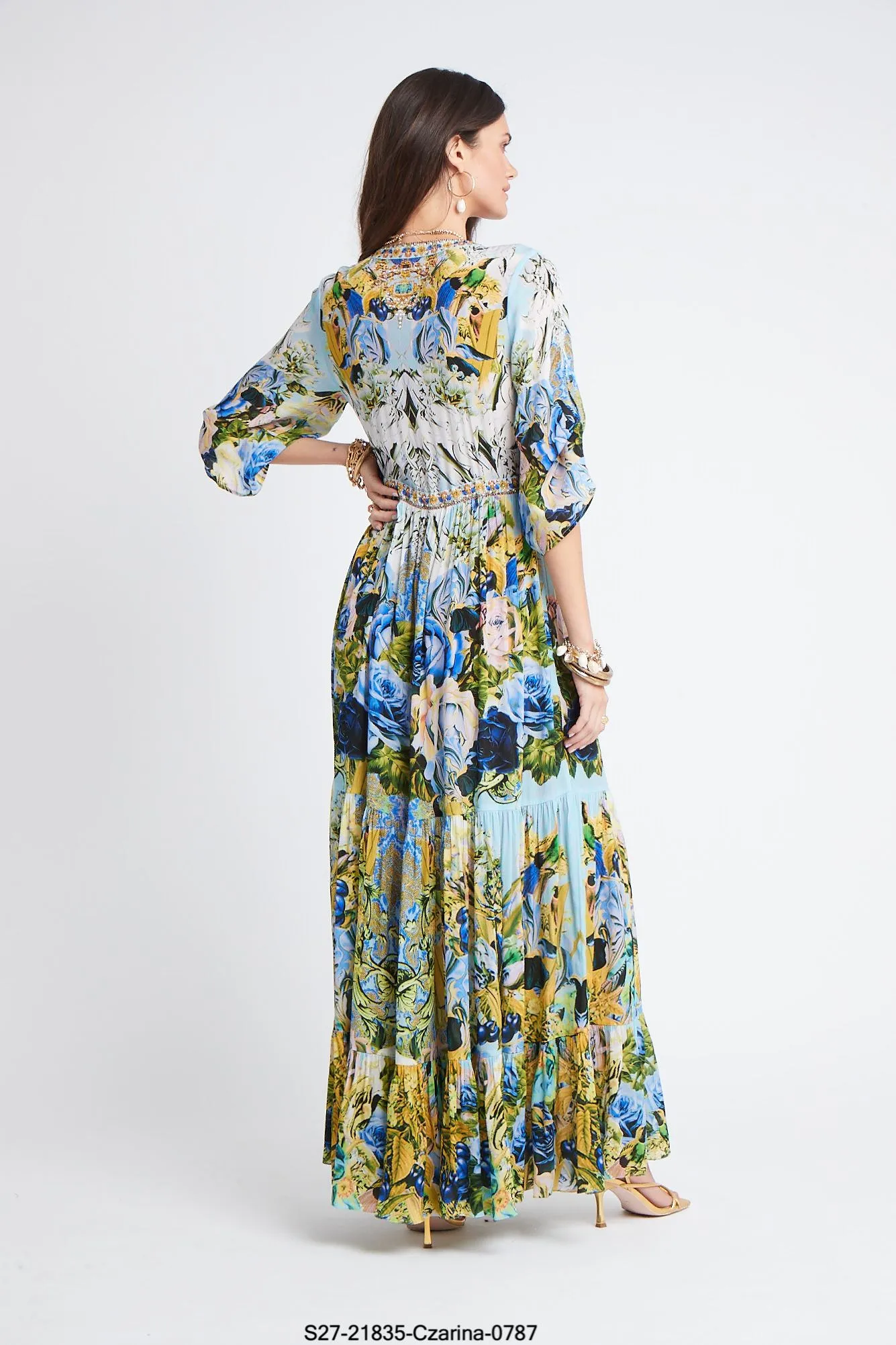 SUMMER BLUES WAIST DRAWSTRING MAXI DRESS sold by Czarina product image thumbnail 4