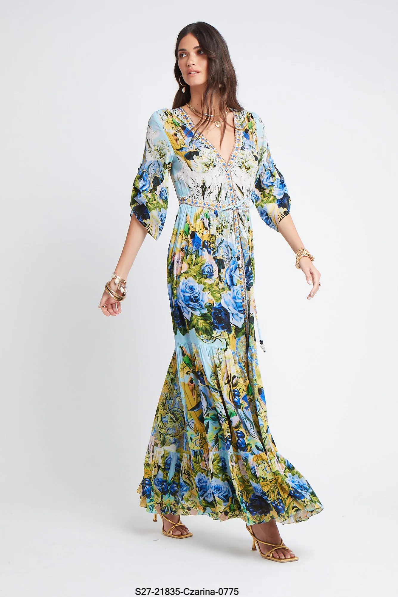 SUMMER BLUES WAIST DRAWSTRING MAXI DRESS sold by Czarina product image thumbnail 2