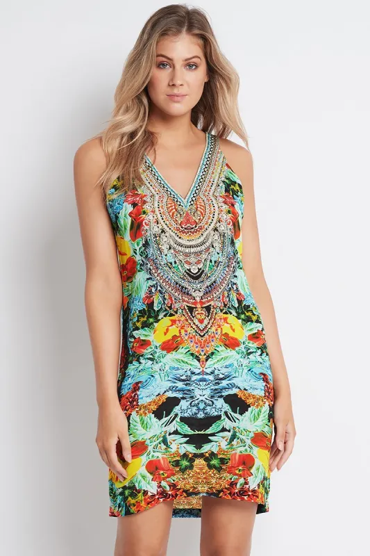 Cuban Nights V-Neck Short Dress sold by Czarina