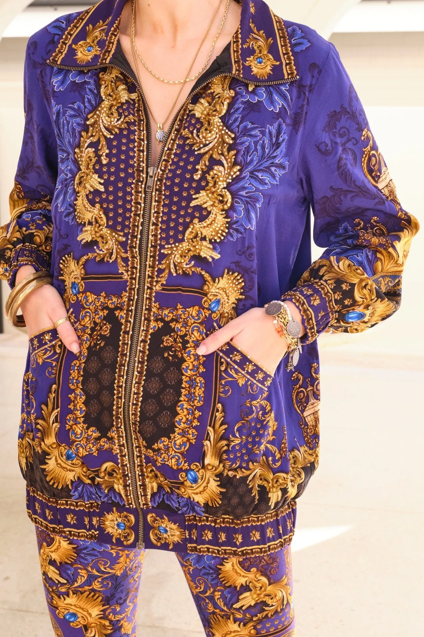 MIDNIGHT BLUE OVERSIZE BOMBER JACKET sold by Czarina product image thumbnail 3