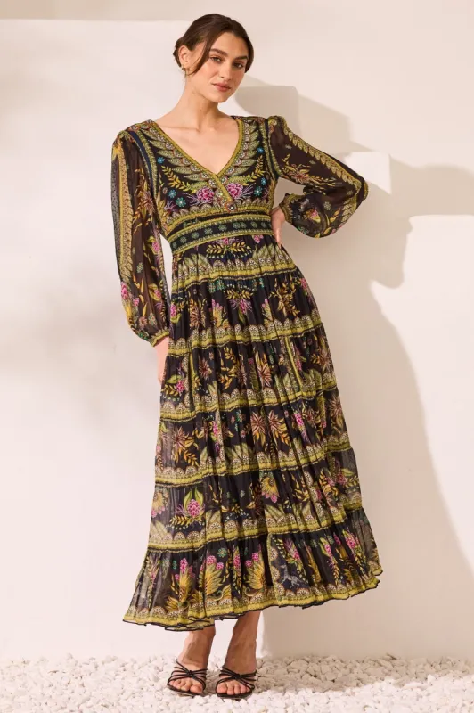 Queen Of Savannah Vn Shirred Maxi Dress sold by Czarina