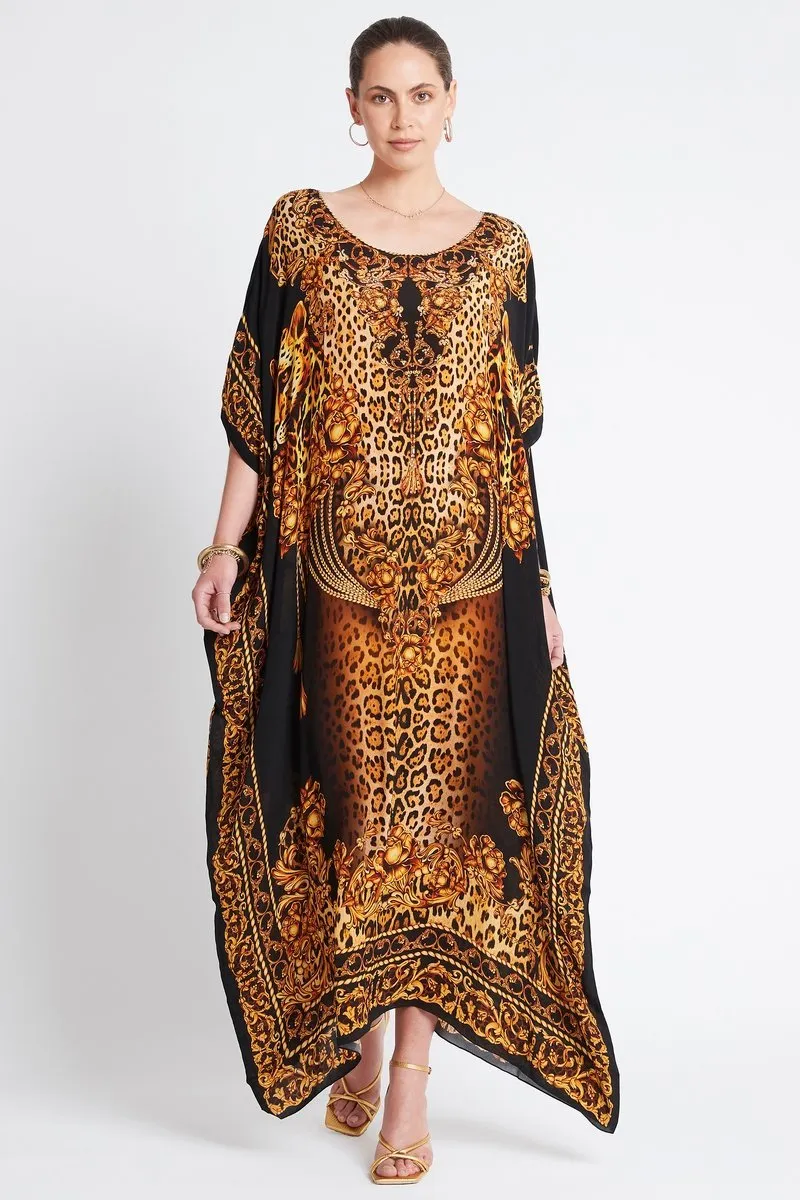GOLDEN LADY ROUND NECK LONG KAFTAN sold by Czarina
