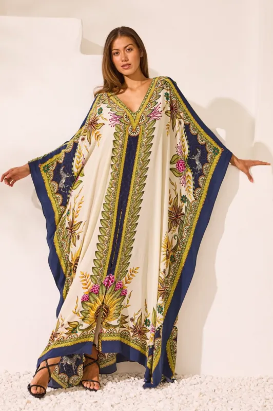 Princess Of Savannah 100% Silk Big Width Kaftan sold by Czarina