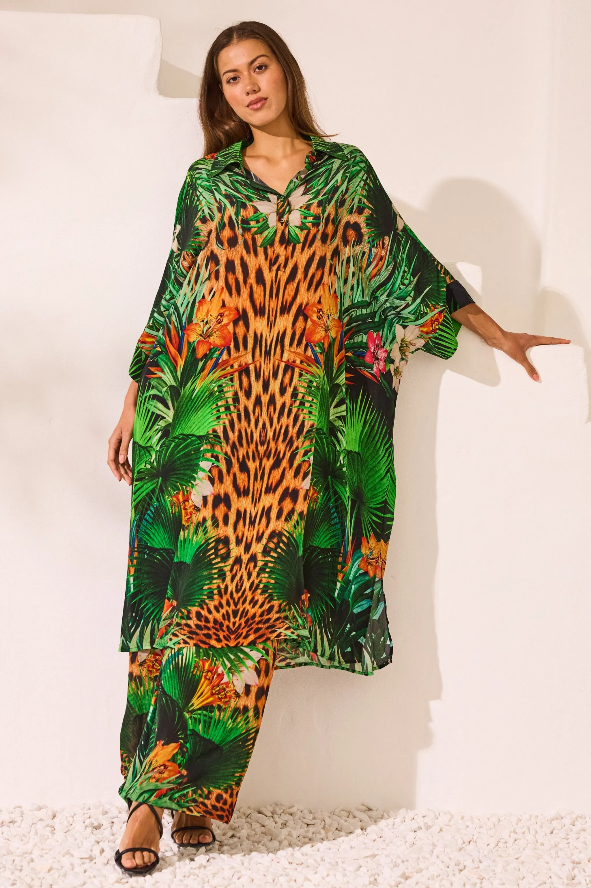 Tropical Temptation Midi Collar Kaftan sold by Czarina product image thumbnail 3