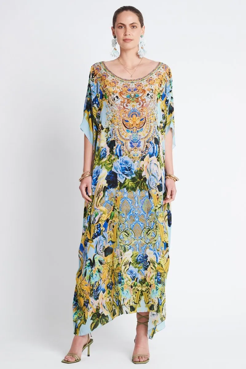 SUMMER BLUES ROUND-NECK SILK LONG KAFTAN sold by Czarina product image thumbnail 2