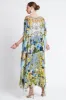SUMMER BLUES ROUND-NECK SILK LONG KAFTAN sold by Czarina