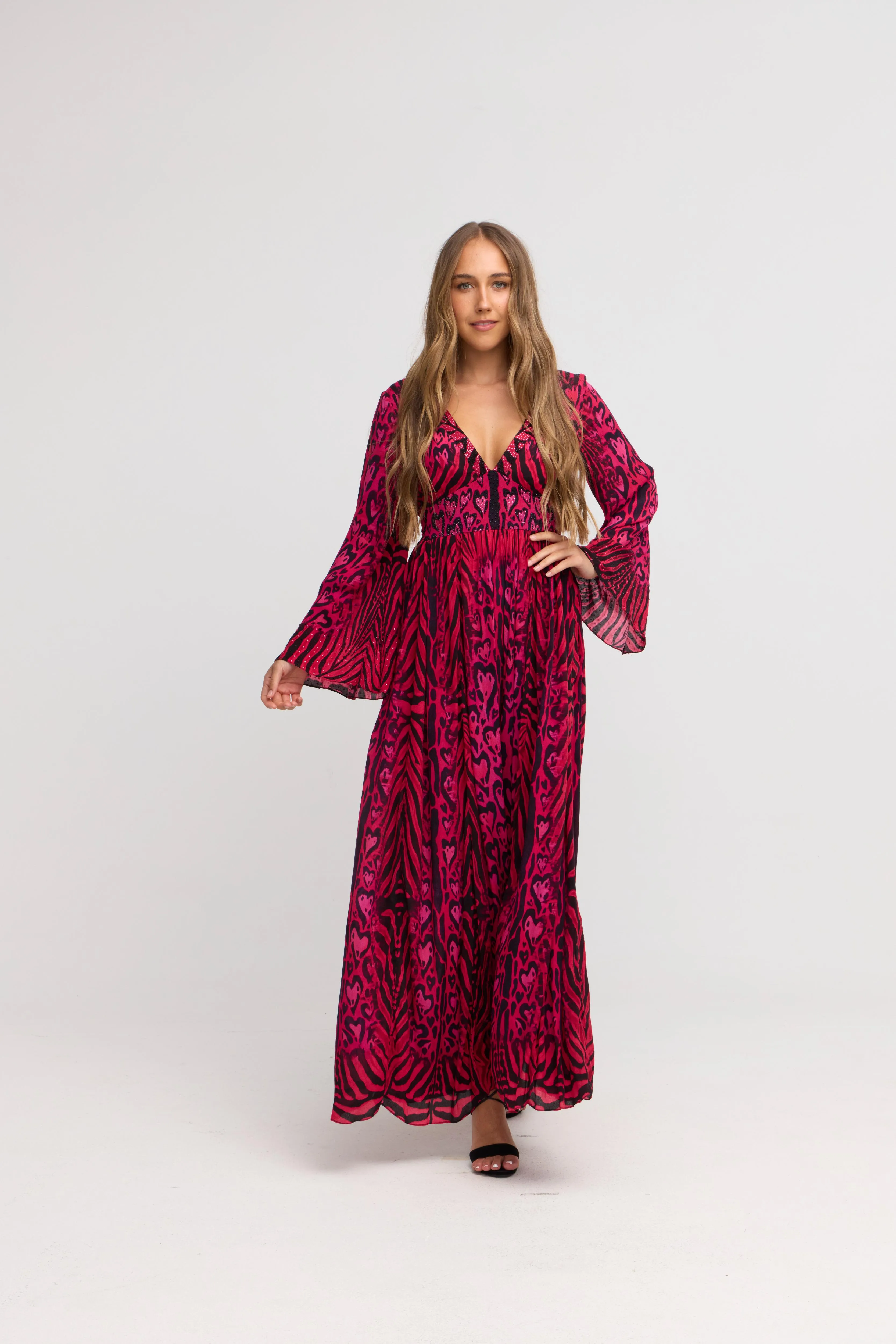 Hearts Forever Maxi w Flare Sleeves sold by Czarina