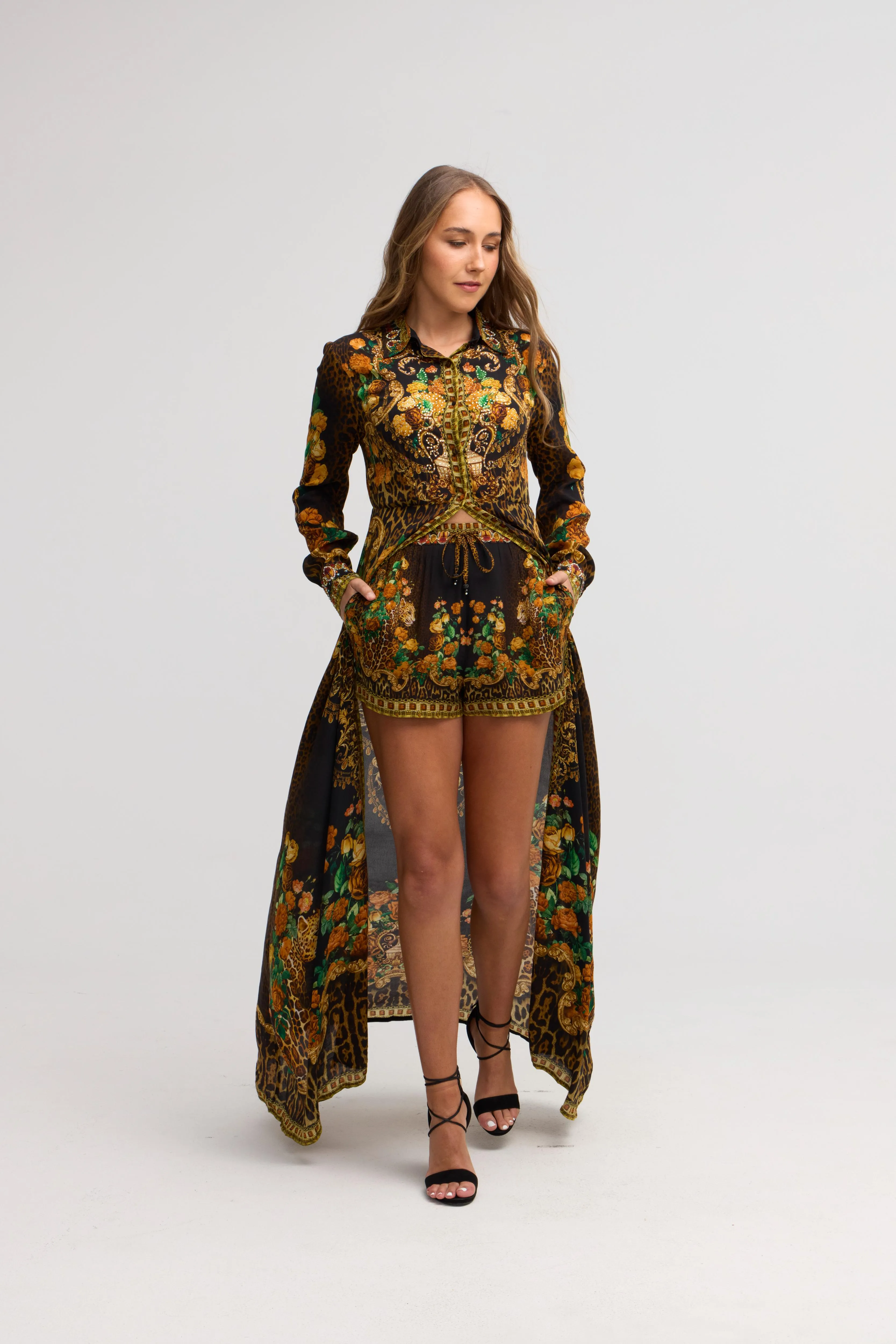 Black Leopardess Collared Jacket sold by Czarina