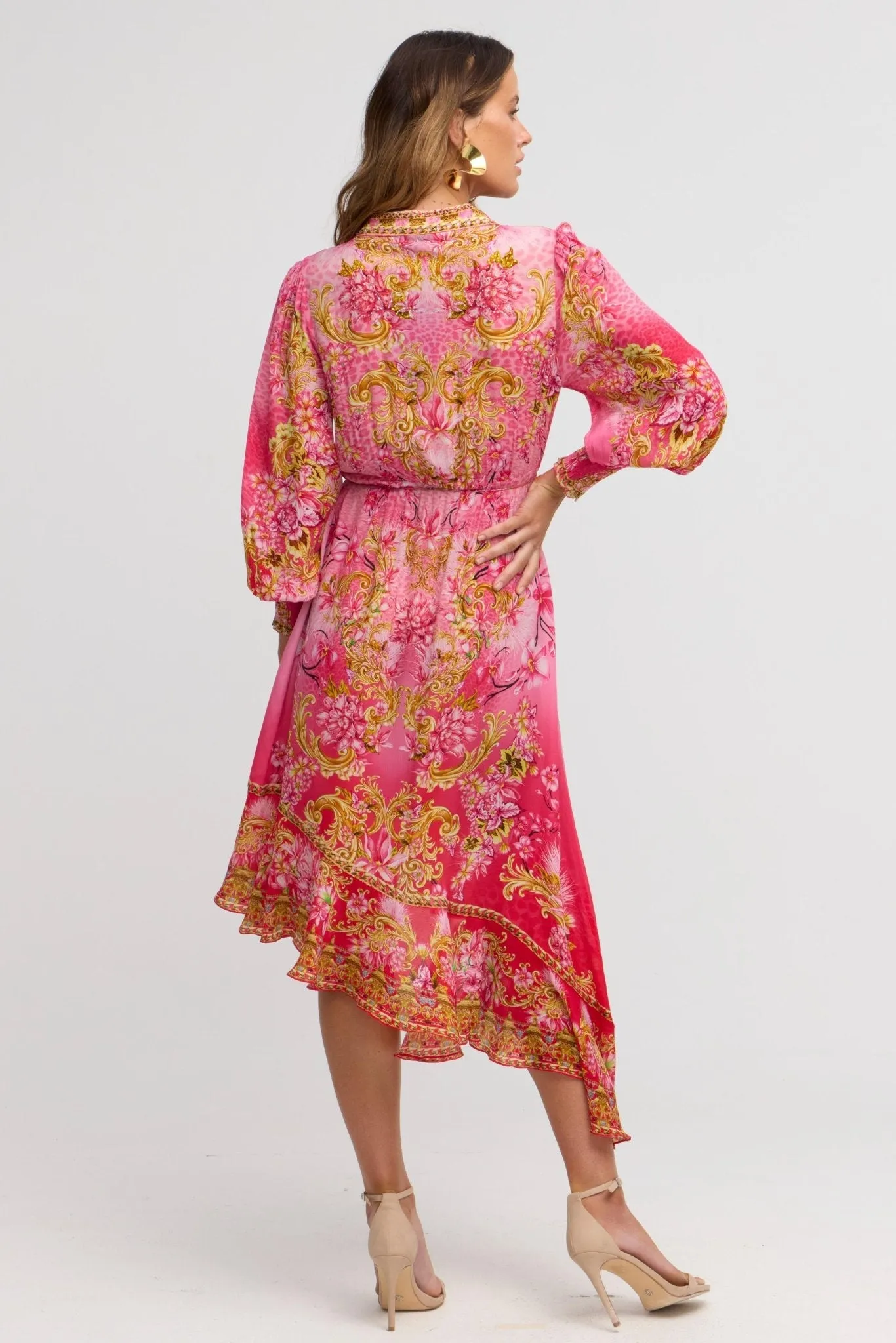 Pink Candy Hi Low Wrap Dress sold by Czarina product image thumbnail 4