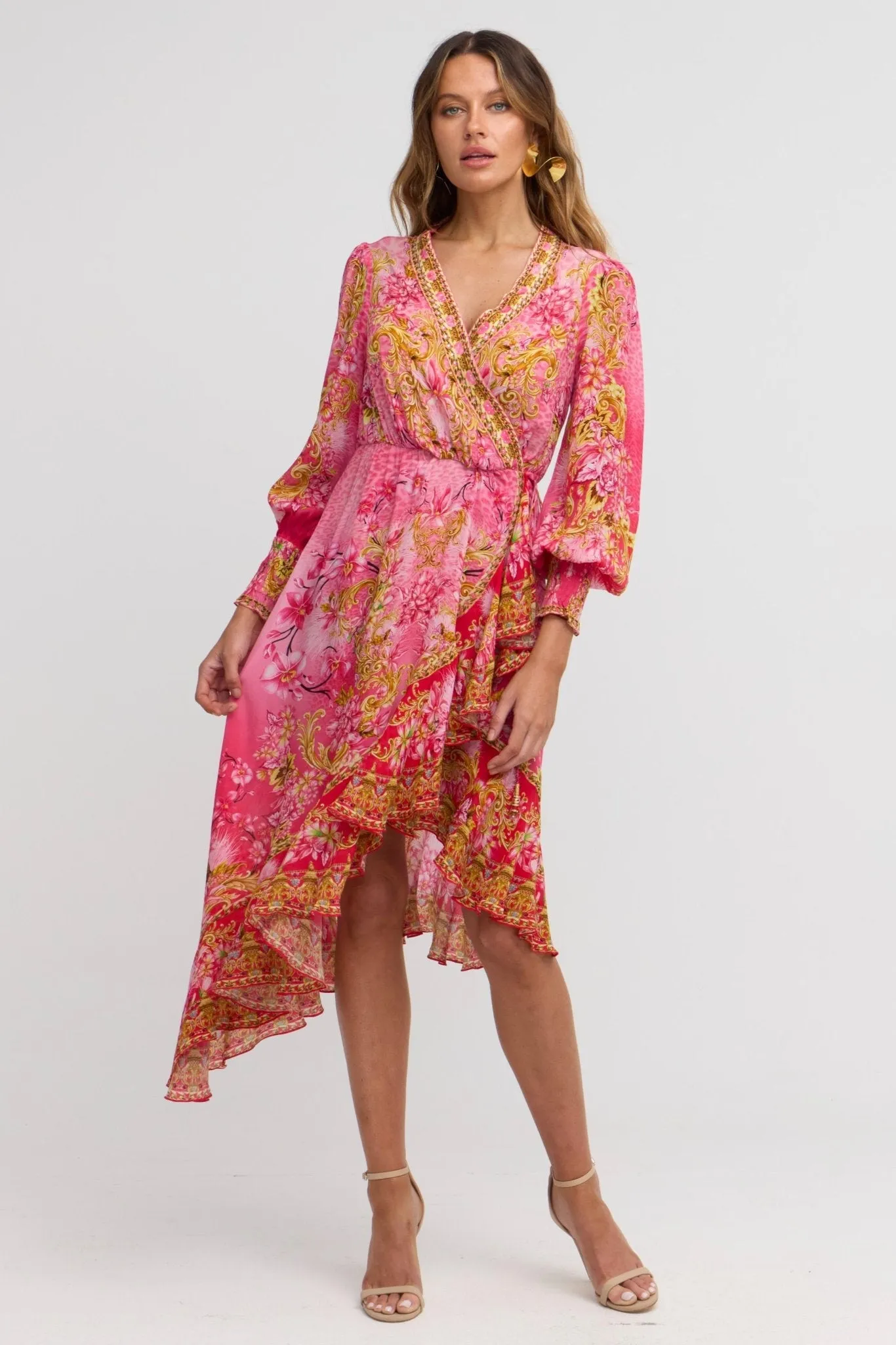 Pink Candy Hi Low Wrap Dress sold by Czarina product image thumbnail 2