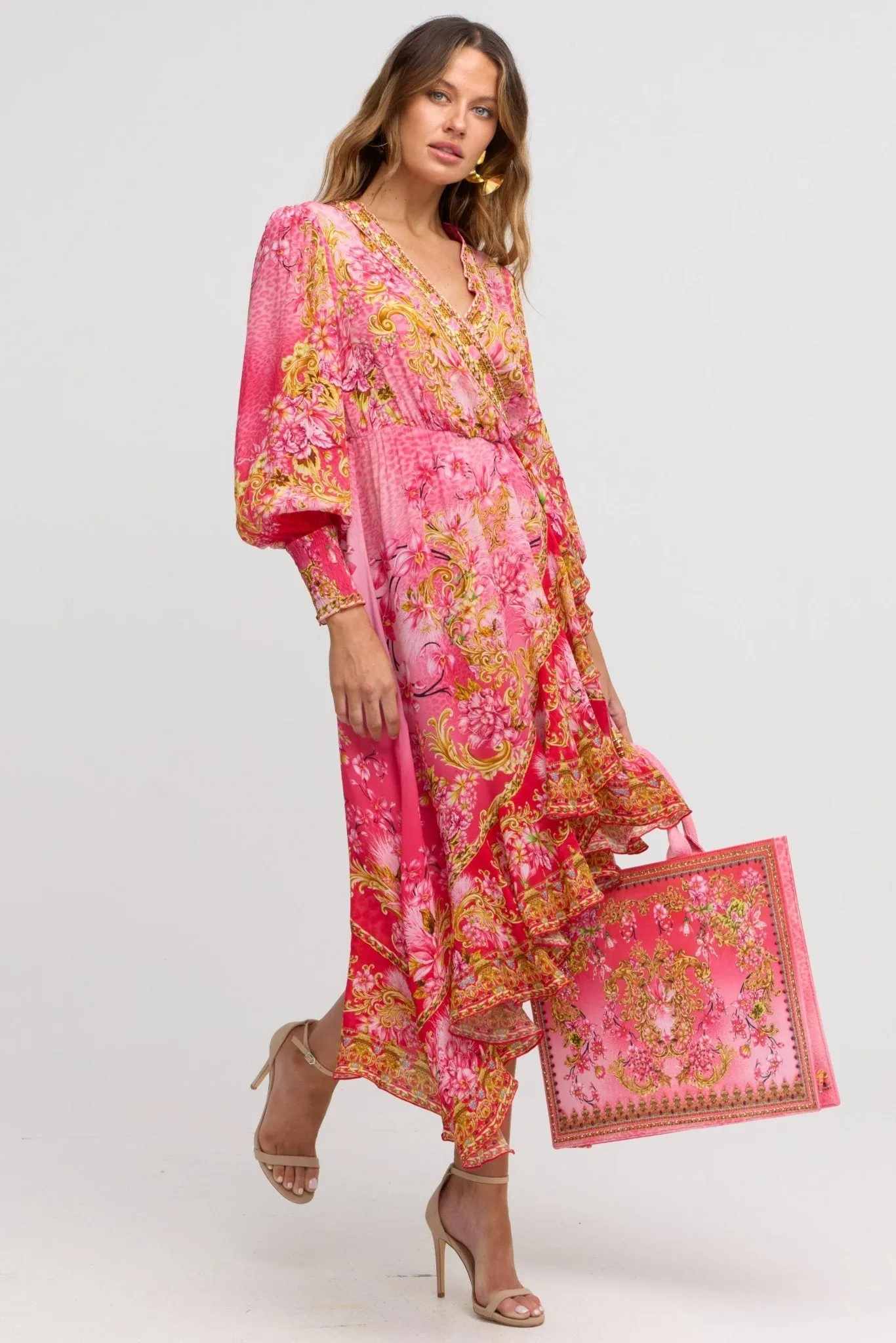 Pink Candy Hi Low Wrap Dress sold by Czarina product image thumbnail 3