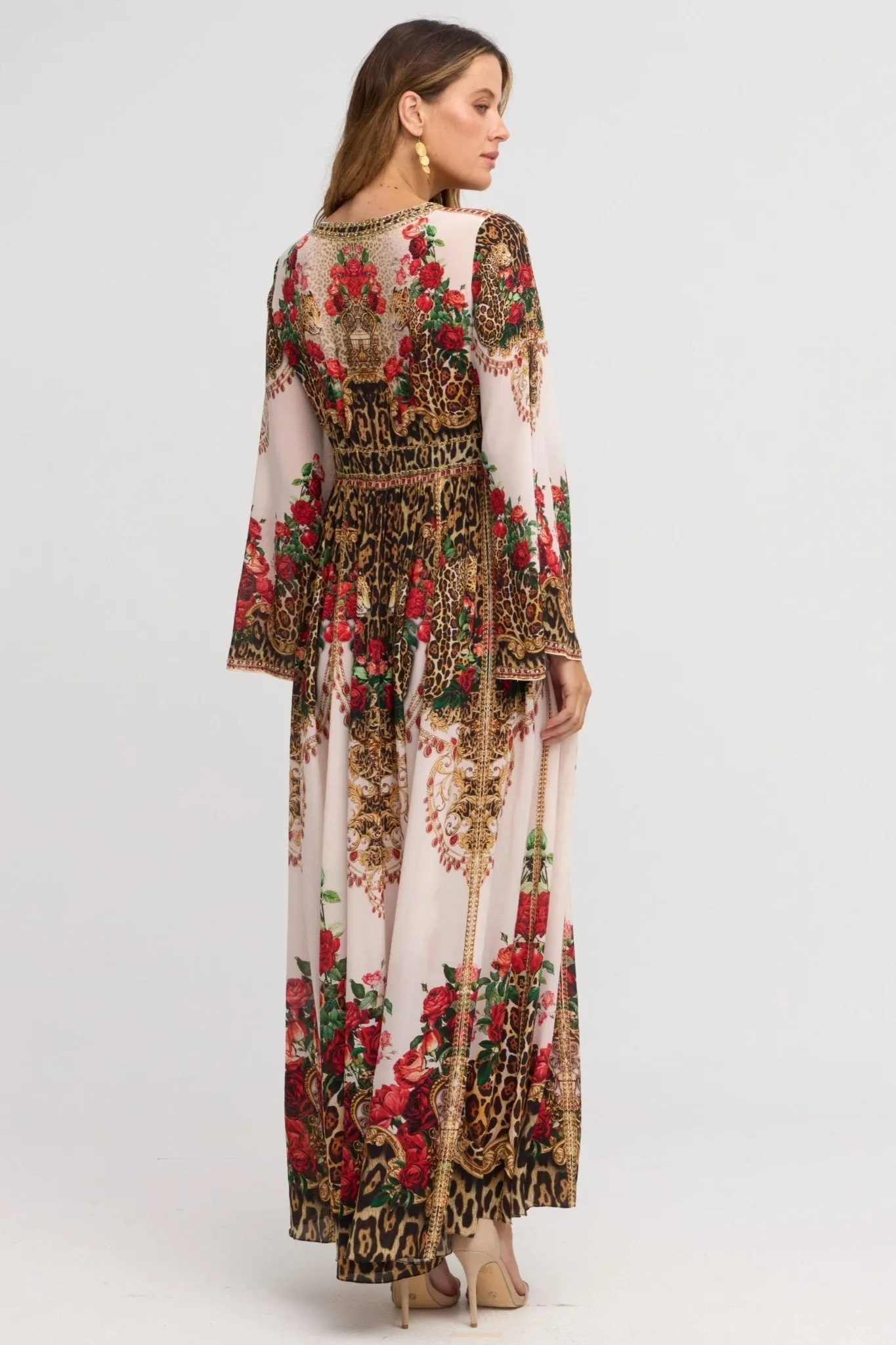 White Leopardess Maxi w Flare Sleeves sold by Czarina product image thumbnail 4