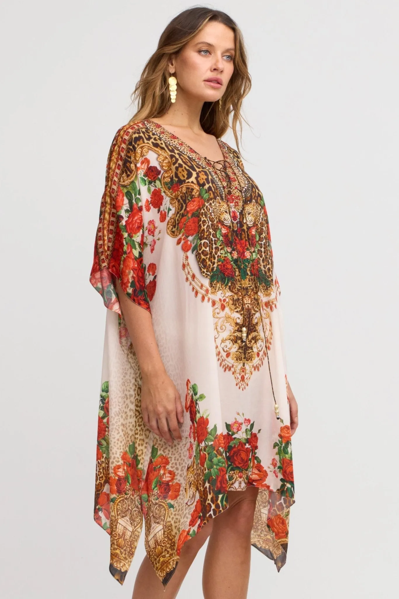 White Leopardess Short Kaftan sold by Czarina product image thumbnail 2