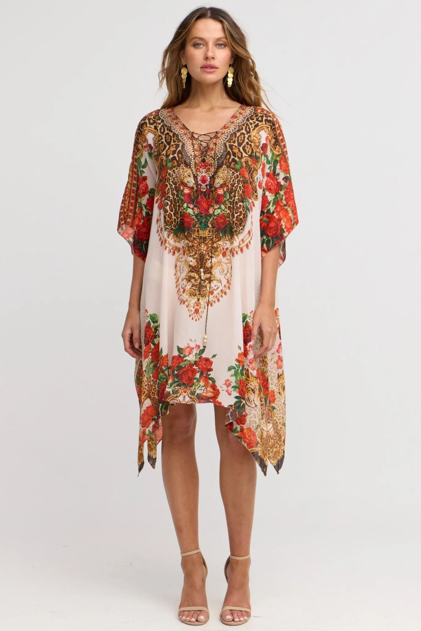 White Leopardess Short Kaftan sold by Czarina product image thumbnail 4