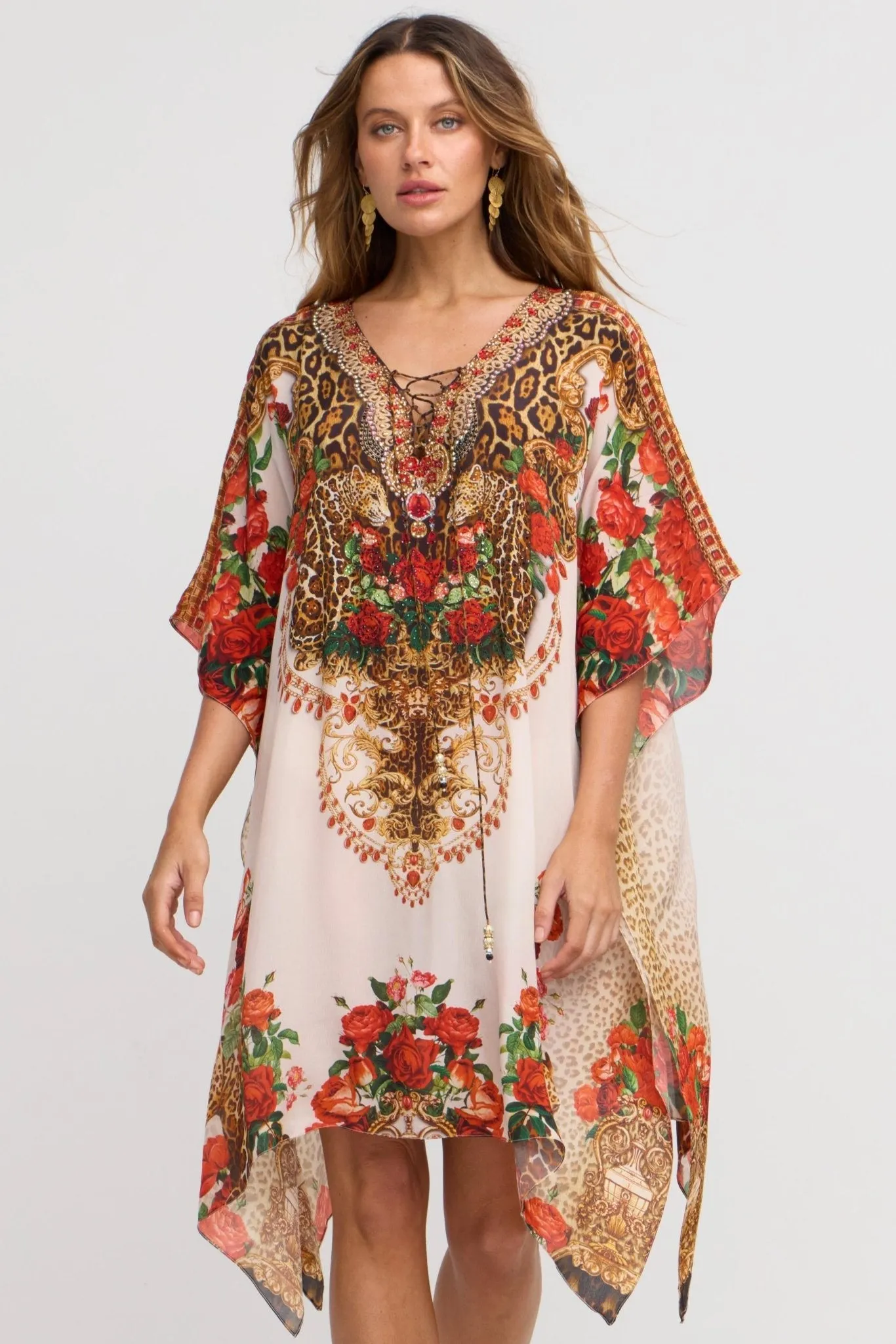 White Leopardess Short Kaftan sold by Czarina