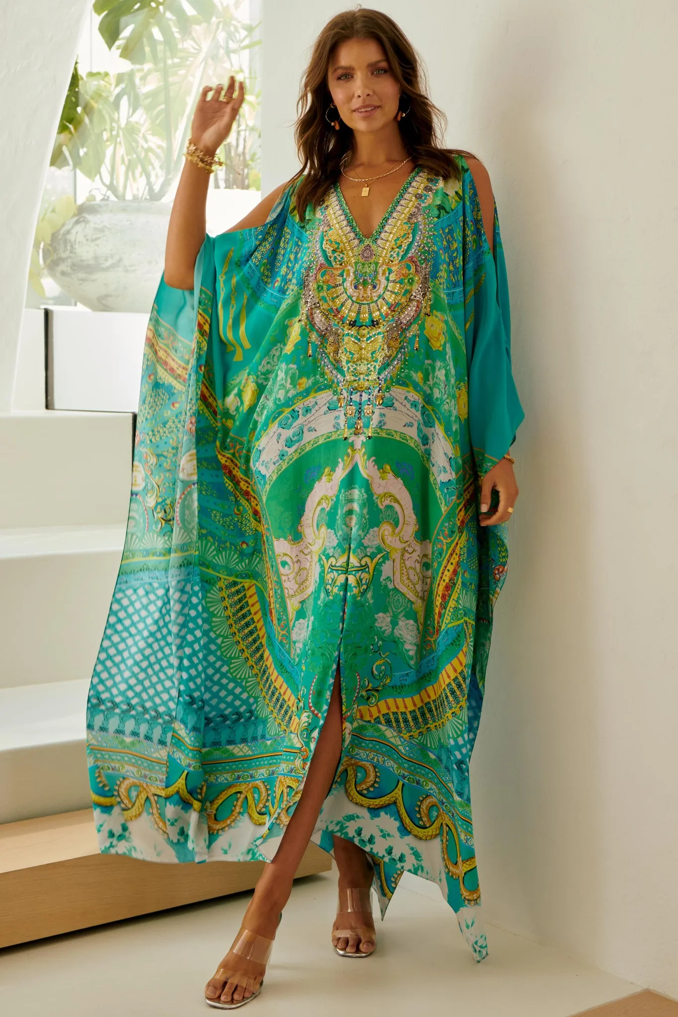 Isle Of Dreams 100% Silk Big Width Kaftan sold by Czarina