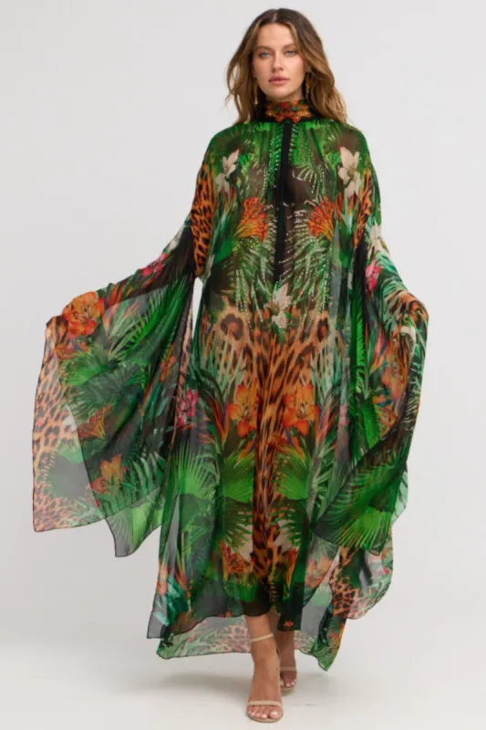 Tropical Temptation HIgh-neck Maxi Kaftan sold by Czarina