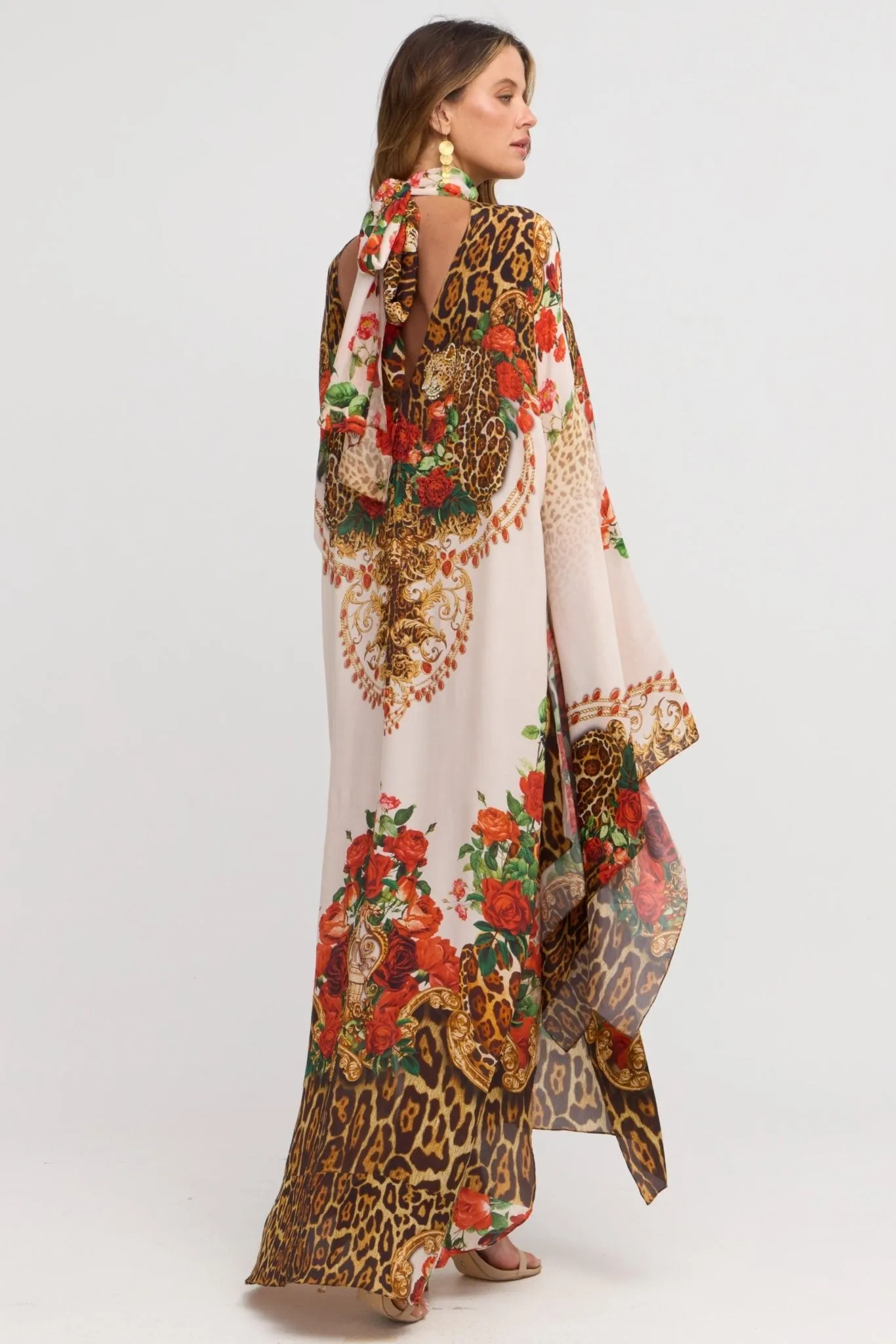 White Leopardess High-neck Maxi Kaftan sold by Czarina product image thumbnail 4