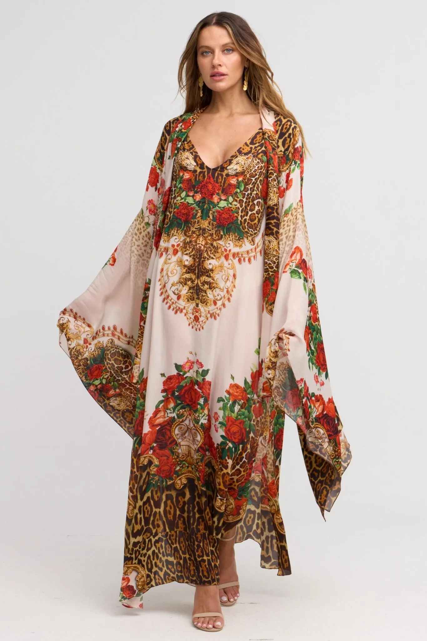 White Leopardess High-neck Maxi Kaftan sold by Czarina product image thumbnail 5