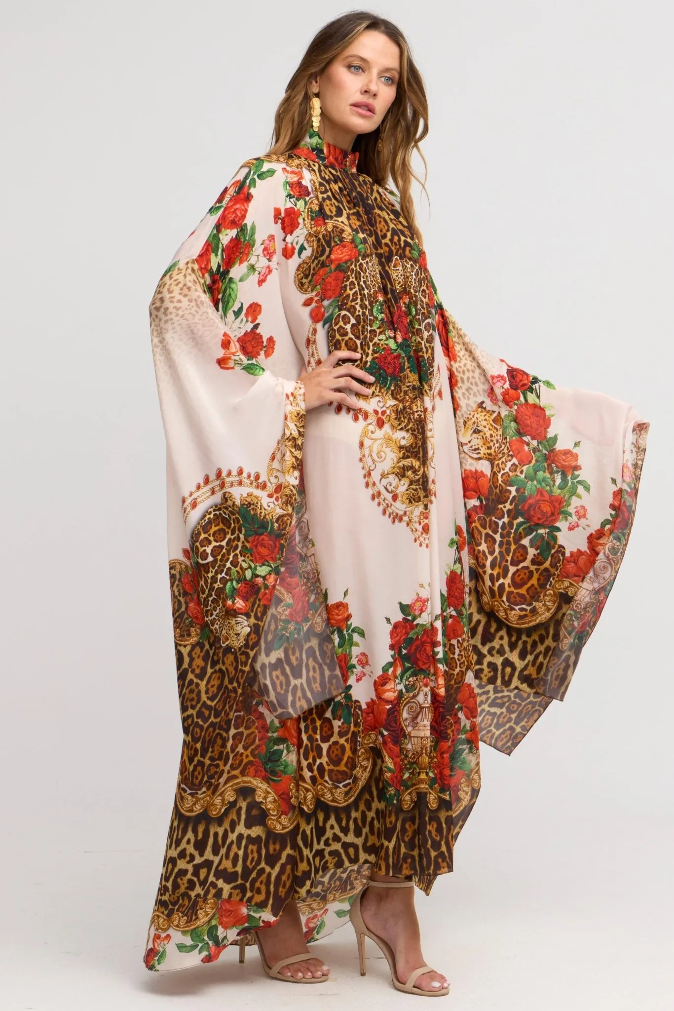 White Leopardess High-neck Maxi Kaftan sold by Czarina product image thumbnail 3