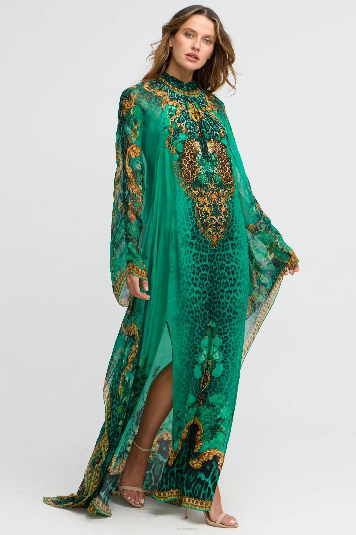 Emerald Leopardess High-neck Maxi Kaftan (PRE-ORDER) sold by Czarina product image thumbnail 5