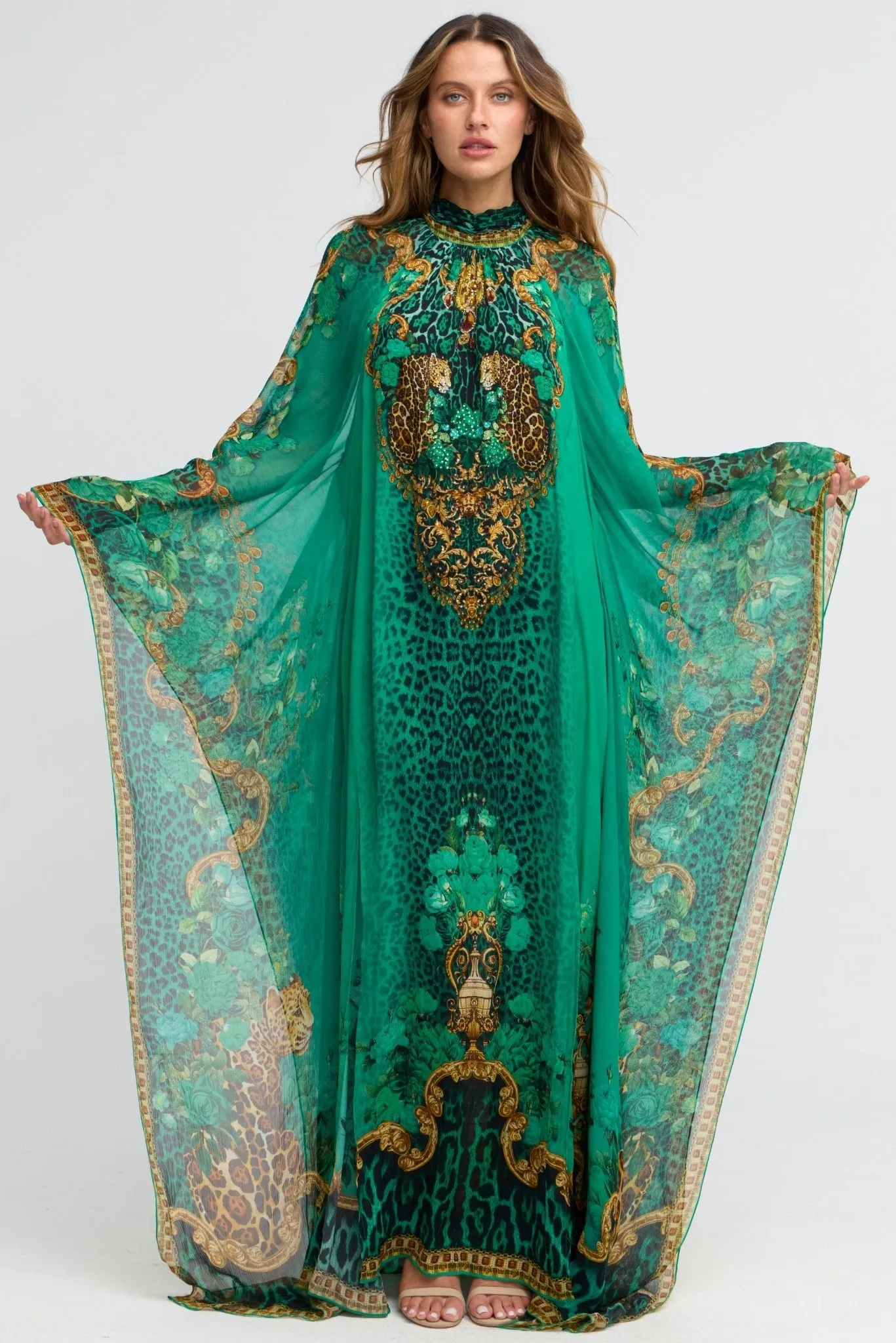 Emerald Leopardess High-neck Maxi Kaftan (PRE-ORDER) sold by Czarina product image thumbnail 2