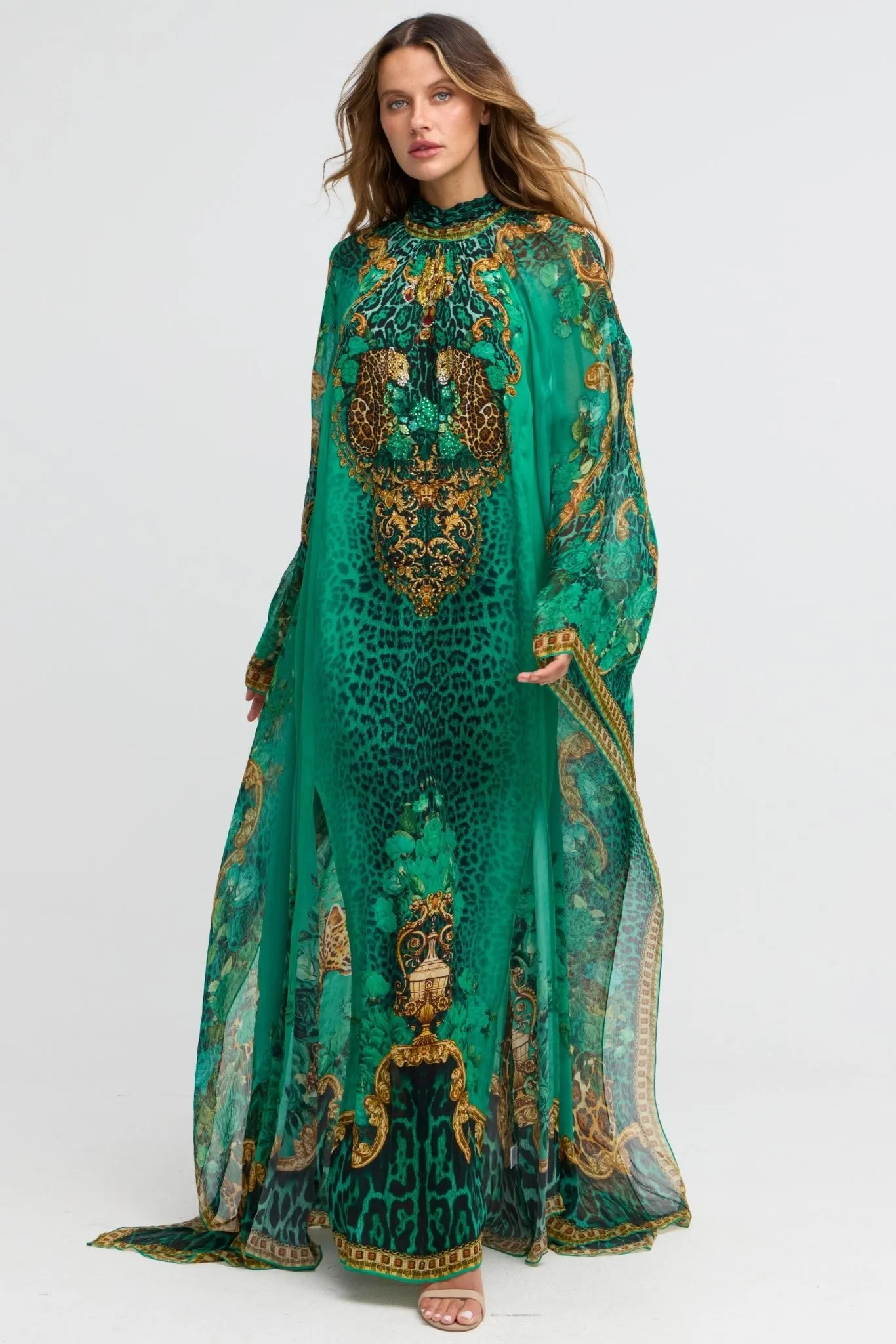 Emerald Leopardess High-neck Maxi Kaftan (PRE-ORDER) sold by Czarina product image thumbnail 4