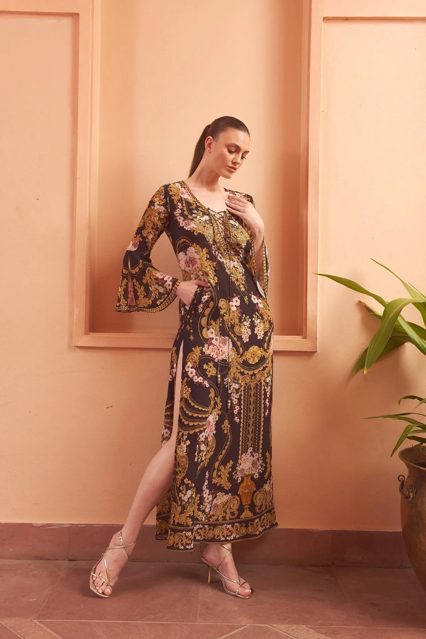GOLDEN GIRL MAXI DRESS W SLEEVES sold by Czarina product image thumbnail 2